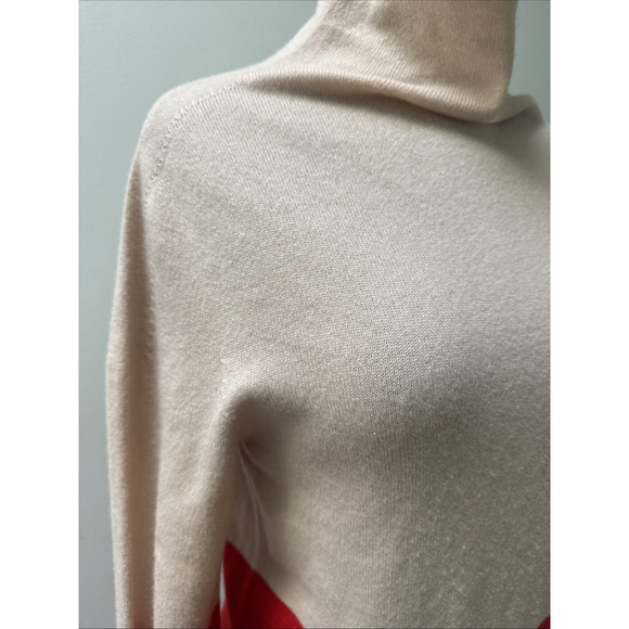 Hugo Boss Women's Colorblock Cashmere Sweater US XS Cream & Red Colorblock - Picture 2 of 7